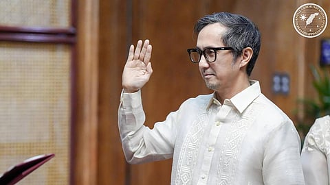 Vince Dizon takes his oath as new DOTr secretary on 21 February 2025.