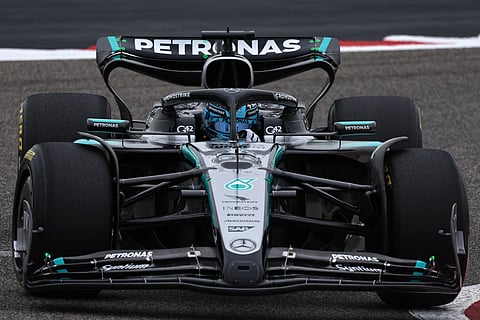 Mercedes’ British driver George Russell takes to the track on the second day of the Formula One pre-season testing at the Bahrain International Circuit in Sakhir.