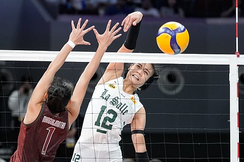 Angel Canino produces another stellar showing with 24 points, including 20 attacks and four blocks as La Salle blasts UP, 25-22, 24-26, 25-18, 25-17, in the UAAP Season 87 women’s volleyball tournament on Sunday at the Mall of Asia Arena.