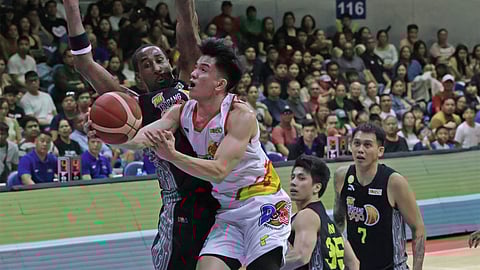 Adrian Nocum drives his way to 16 points, eight rebounds and four assists to help Rain or Shine score a 103-98 win over  TNT in Game 3 of their PBA Governors’ Cup best-of-seven semifinal series at the Smart Araneta Coliseum. TNT still leads the series at 2-1.