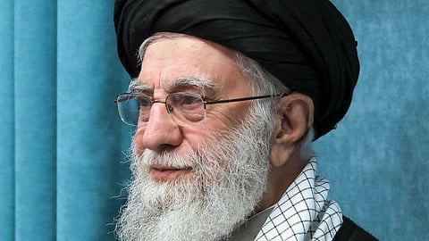 A handout picture from Khamenei's office shows him at a meeting with goverment officials in Tehran 