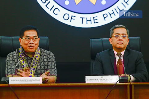 Interim Chief Minister of the Bangsamoro Autonomous Regions in Muslim Mindanao Abdulraof Macacua visits the COMELEC main office for a courtesy call on Chairman George Erwin Garcia on Thursday, March 13. Macacua assures the public that the election-related incidents in the region are being addressed. Additional troops from the Philippine Marines have been deployed to the BARMM for the 2025 midterm elections. Toto Lozano 