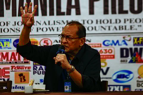 NATIONAL Bureau of Investigation director Jaime Santiago issues a warning to trolls and social media influencers about spreading fake news during a press briefing in Manila on Thursday. Santiago revealed that the NBI is building cases against these individuals and will file cyberlibel charges in the coming weeks.