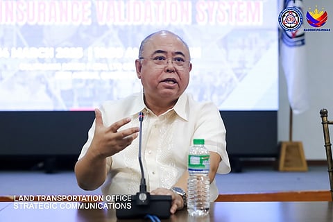 Land Transportation Office chief Assistant Secretary Atty. Vigor Mendoza II speaks in a public consultation with key transport group leaders, insurance companies and stakeholders over the Compulsory Third Party Liability being presented by motorists renewing their vehicle registration from insurance sellers authorized by the Insurance Commission.