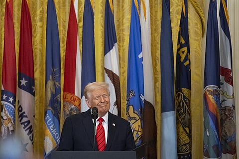 US President Donald Trump speaks before signing an executive order during an Education event in the East Room of the White house in Washington, DC, 20 March, 2025. US President Donald Trump signed an order aimed at shutting down the Department of Education, a decades-old goal of the American right, which wants individual states to run schools free from the influence of federal government.
