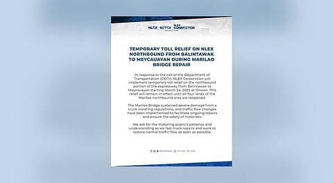 NLEX offers toll relief amid Marilao Bridge repair