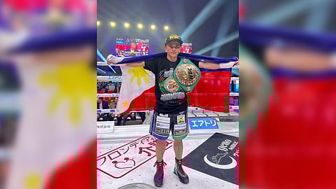 Melvin Jerusalem beams with pride after retaining the WBC minimumweight crown for the second time on Sunday in Japan.