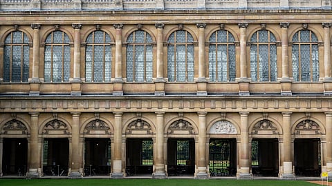 The Wren Library inside Neville's Court is pictured at Trinity College, part of the University of Cambridge, in Cambridge, eastern England.