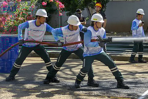 PARTICIPANTS from AboitizPower subsidiary GNPower Dinginin take part in the Authority of the Freeport Area of Bataan Fire Olympics 2025 that showcased fire response skills, teamwork and safety preparedness. 