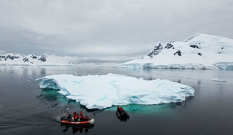 A scenic view of an iceberg in the Gerlache Strait, near the Antarctic Peninsula. While not the A-84 iceberg, it offers a glimpse of the dramatic icy landscapes where events like the recent A-84 break-off unfold.