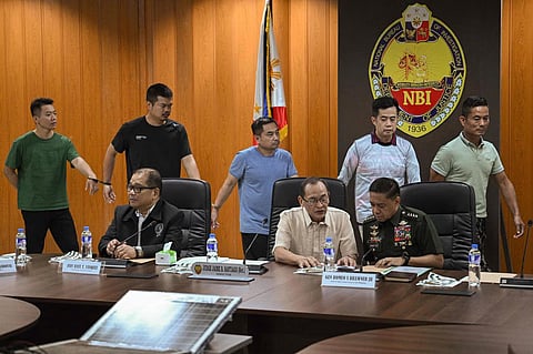 The Philippine military presents to reporters five alleged Chinese spies on Jan 30