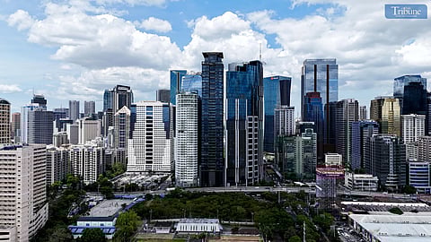 Business building in Ortigas, Pasig City, 4 April 2025. The Philippine economy could lose up to $1.89 billion annually due to 17% US tariff.  