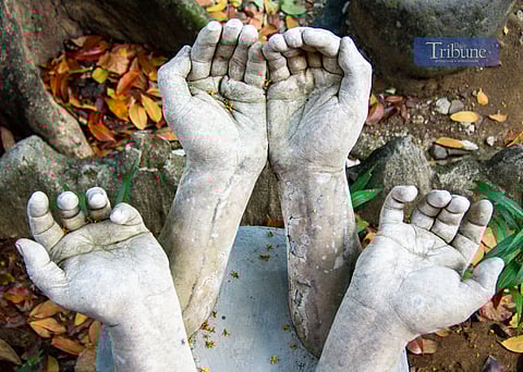 An installation art titled "Via Crucis: A Synecdochal Rendition of the Way of the Cross" by Maria Laura Ginoy is now on display at the Parish of the Holy Sacrifice grounds in UP Diliman, Quezon City. Made of concrete, the work depicts the 14 Stations of the Cross and features the hands of individuals from various sectors of the UP community, commemorating the Passion, Death, and Resurrection of Jesus Christ.