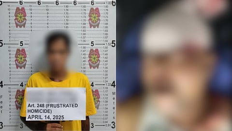 The suspect, Melchor (left) faces a Frustrated Homicide charge after allegedly repeatedly hitting the victim (right) with a 51-inch-long dos por dos