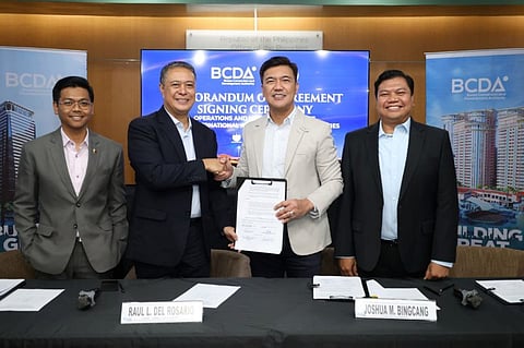THE Civil Aviation Authority of the Philippines and the Bases Conversion and Development Authority have officially signed a memorandum of agreement to formalize their partnership on the operation and maintenance (O&M) of Clark International Airport’s Communications, Navigation and Surveillance/Air Traffic Management facilities. From left: Danjun G. Lucas, deputy director general for Administration, CAAP director general Raul del Rosario, BCDA president and CEO Joshua Bingcang and BCDA chairman of the Board of Directors Atty. Hilario B. Paredes.   
