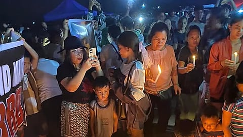 Pro Duterte supporters, including children, mothers hold candlelight ceremonly in Bislig city , Surigao del sur praying for release and return of Tatay Digong to the Philippines.