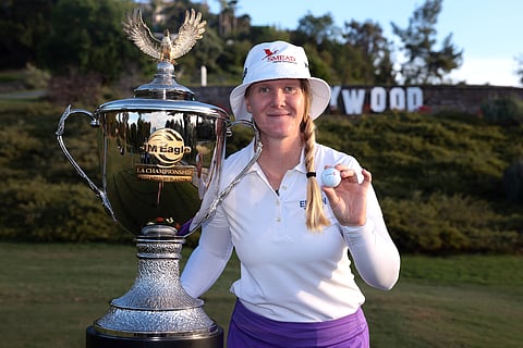 INGRID Lindblad smiles after securing her first LPGA Championship title following a victory at the LA Championship at El Caballero Country Club in Los Angeles.  
