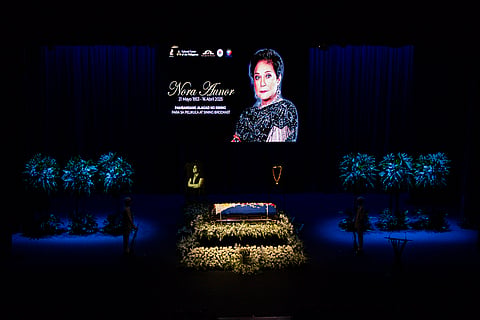 Fans of National Artist for Film and Broadcast Arts and "Superstar" Nora Aunor shed tears during a necrological service organized by the National Commission for Culture and the Arts (NCCA) and the Cultural Center of the Philippines (CCP) at the Metropolitan Theatre in Manila on Tuesday, 22 April 2025. 

Family, friends, and colleagues paid tribute with flowers and shared memories of the film icon. Her remains will be interred at the Libingan ng mga Bayani in Taguig City. 

