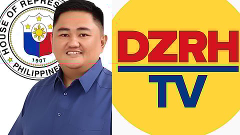 Composite image showing La Paz, Abra Mayor Joseph "JB" Bernos beside the DZRH TV logo, with the official seal of the House of Representatives of the Philippines in the background.