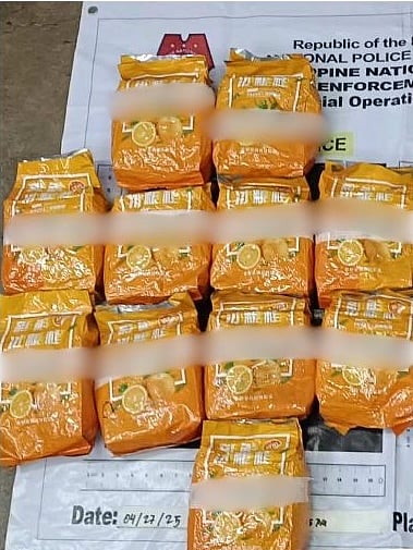 Packs of suspected shabu with an estimated street value of P74.8 million seized by police in Barangay Amparo, North Caloocan, on 27 April 2025.