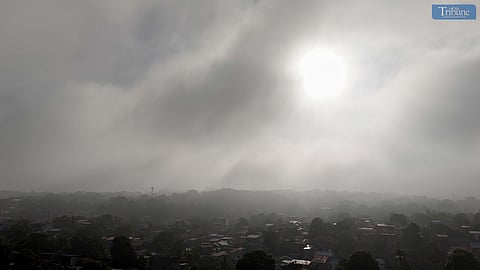 Dense smog seen from Caloocan North on Wednesday morning 14 May 2025.