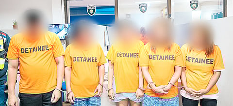Authorities present the five suspects believed to be members of the ‘Salisi Gang’ which prey on passengers at the Ninoy Aquino International Airport Terminal 3.
