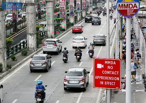 The newly installed MMDA No Contact Apprehension sign is seen along EDSA corner Aurora Boulevard in Cubao, Quezon City on Saturday, 24 May 2025. The Metropolitan Manila Development Authority (MMDA) will begin implementing the No Contact Apprehension Program (NCAP) on Monday, 26 May. Traffic violators will be identified through CCTV recordings, with notices of violation sent to the registered address of the vehicle, as outlined in MMDA’s official guidelines.