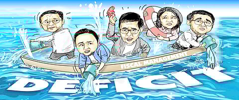 Bail, bail or bail out A 79-percent spike in the year-to-date budget deficit compared to the same period last year will have the government’s economic team scrambling to stay afloat. Or are some of them deserving of being shipped out?