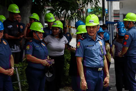 Workers, police officers, and students ran outside establishments after a magnitude 4.6 earthquake struck Manila at noon on Tuesday, 27 May 2025.