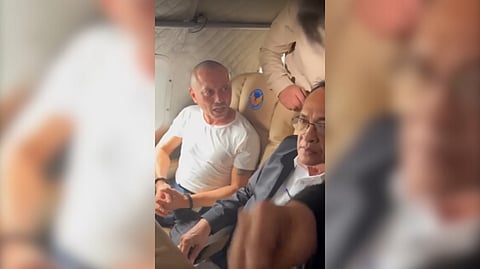 FORMER Negros Oriental Rep. Arnie Teves Jr. (left) sits inside a Philippine Air Force C295 plane, which touched down in the Philippines last night following his deportation from Timor-Leste.