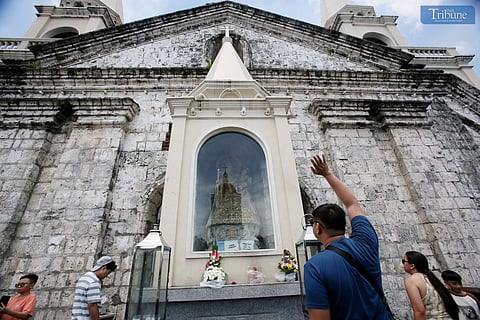 (FILE) On Saturday May 31 2025, Local tourist visit and praying at the National Shrine of the Our Lady of Candles or Nuestra Señora de La Candelaria in Jaro IloIlo, The image of Nuestra Señora de la Candelaria (Candelaria) perched atop the façade of the cathedral, is the first Marian image canonically crowned personal by a Pope and Saint (John Paul II) in the Philippines and Asia. Also, through the said canonical crowning, the Nuestra Señora de la Candelaria has been declared as the official Roman Catholic patron of Western Visayas and Romblon, and made known Jaro as the 'center of Candelaria devotion in the Philippine islands. 