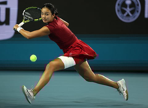 ALEX Eala struggles as she and partner Rebeka Masarova of Switzerland make an early exit in the women’s doubles event of the Birmingham Open in United Kingdom on Monday.