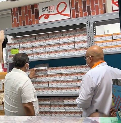 OFFICIALS from the Department of Health inspect the supplies of antiretroviral drugs at the San Lazaro Hospital in Manila amid the surging cases of HIV in the country.