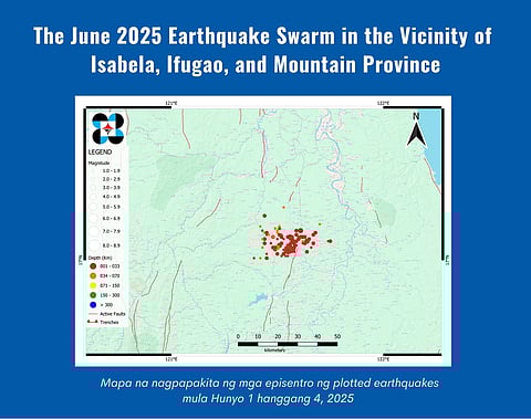 PHIVOLCS plots the series of minor earthquakes that jolted parts of Isabela, Ifugao, and Mountain Province