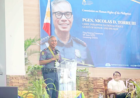 PNP chief Gen. Nicolas Torre III vows to lead a police force that observes human rights during a visit to the Commission on Human Rights office in Quezon City on Monday.