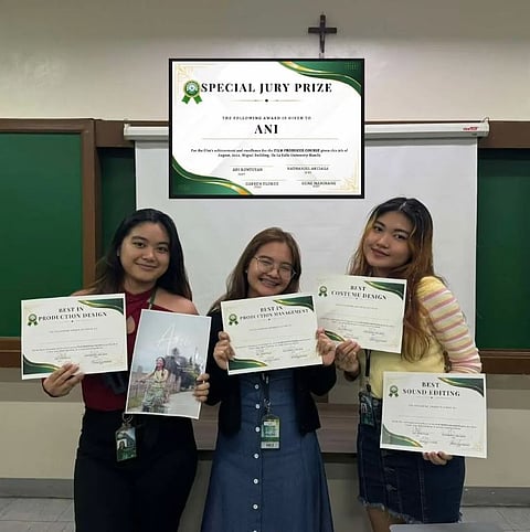 A picture with my groupmates for Produce Class (CAMPROD) when we won awards for our short film ‘Ani.’
