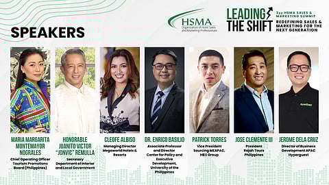 TBP Chief Operating Officer Marga Nograles, DILG Secretary Jonvic Remulla, Megaworld Hotels & Resorts manging director Cleofe Albiso, University of the Philippines associate professor and director of Center for Policy and Executive Development Dr. Enrico Basilio, HBX Group vice president for Sourcing MEAPAC Patrick Torres, Rajah Tours Philippines president Jose Clemente III and Hyperguest director of Business Development APAC Jerome dela Cruz. 