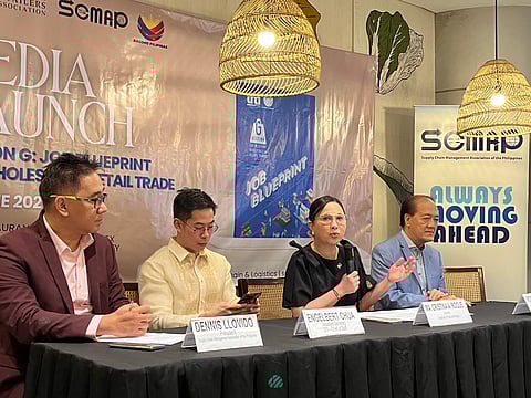 Trade Secretary Cristina Roque (4th from left) spearheaded the launch of  “Section G: Job Blueprint for Wholesale and Retail Trade” on Monday at SM North EDSA Annex in Quezon City, aimed at enhancing competitiveness and generating employment in the wholesale and retail trade sector.