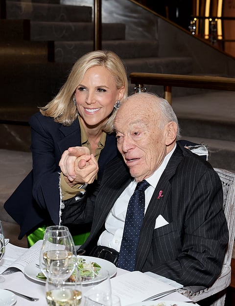  (L-R) TORY Burch attends as Leonard Lauder, Chairman Emeritus, The Estée Lauder Companies (R), is honored with the 2023 Retail Excellence Award from the Wharton School's Baker Retailing Center and Retail Leaders Circle at The Rainbow Room on October 16, 2023 in New York City.