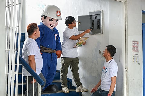 INSPECTING the school’s electrical facilities by Meralco engineers is part of OMF’s ‘Safe ang School Ko’ initiative implemented during Brigada Eskwela. 