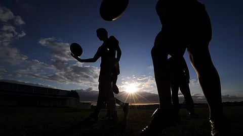 "Runit" competitors line up 20 metres (65 feet) apart and run directly at each other, with the winner being the person who "dominates the collision" © FRANCK FIFE / AFP/File