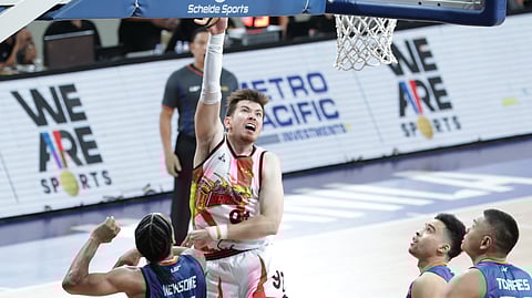 Rodney Brondial powers his way to 13 points and 12 rebounds in San Miguel’s 108-97 win over defending champion Meralco to make the semifinal round of the PBA Philippine Cup on Friday at the Ninoy Aquino Stadium.