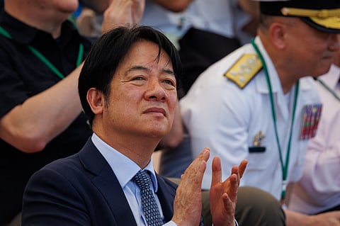 TAIWANESE President Lai Ching-te (C) attends the “Sea Safety No.12” exercise, overseeing live demonstrations of interceptions, rescues and sea-air parade during a maritime drill and public open day in Kaohsiung on June 8, 2025.