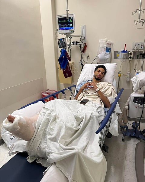 TYRESE Haliburton of the Indiana Pacers recovers after undergoing surgery to repair the torn Achilles that he suffered during Game 7 of their NBA Finals series against the Oklahoma City Thunder.   