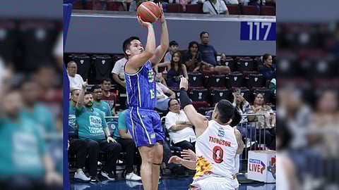 ROGER Pogoy catches fire, powering TNT Tropang 5G to a 98-91 win over Rain or Shine in Game 1 of their PBA Philippine Cup best-of-seven semifinal series on Wednesday at the Mall of Asia Arena.