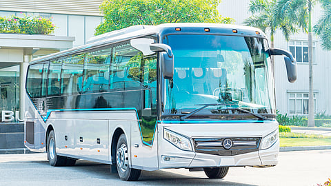 The premium Mercedes-Benz RS 1936 bus designed and manufactured at the THACO Bus Plant.