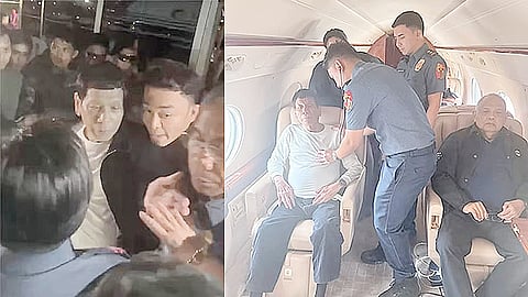 RODRIGO Duterte during his arrest last March and bundling to The Hague, Netherlands to face charges of committing crimes against humanity before the International Criminal Court.