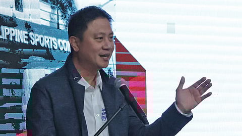 PHILIPPINE Sports Commission chairman Patrick Gregorio lays down the solutions to all the problems hounding the members of the national team during the general assembly yesterday at the Ninoy Aquino Stadium.