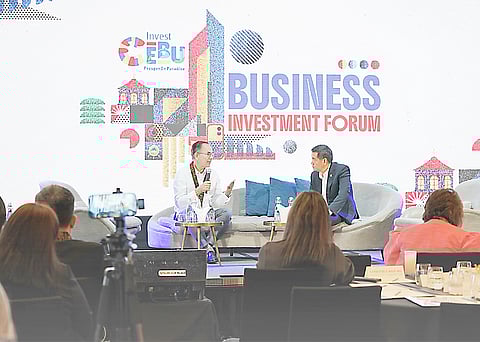 At the Cebu Business Investment Forum fireside chat with Cebu Chamber of Commerce and Industry president Jay Yuvallos on 9 July 2025, Aboitiz Equity Ventures president and CEO and PSAC lead convenor Sabin Aboitiz (left)  underscored Cebu’s vital role in the Aboitiz Group’s growth story and called for stronger public-private partnerships to drive sustainable progress.