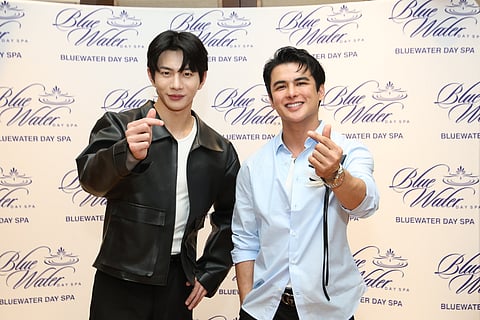 A NEW era of wellness begins as BlueWater Day Spa unveils its newest brand ambassadors. From left: Korean actor and ambassador Choi Bo Min and Filipino actor-singer Teejay Marquez pose for the official campaign reveal.